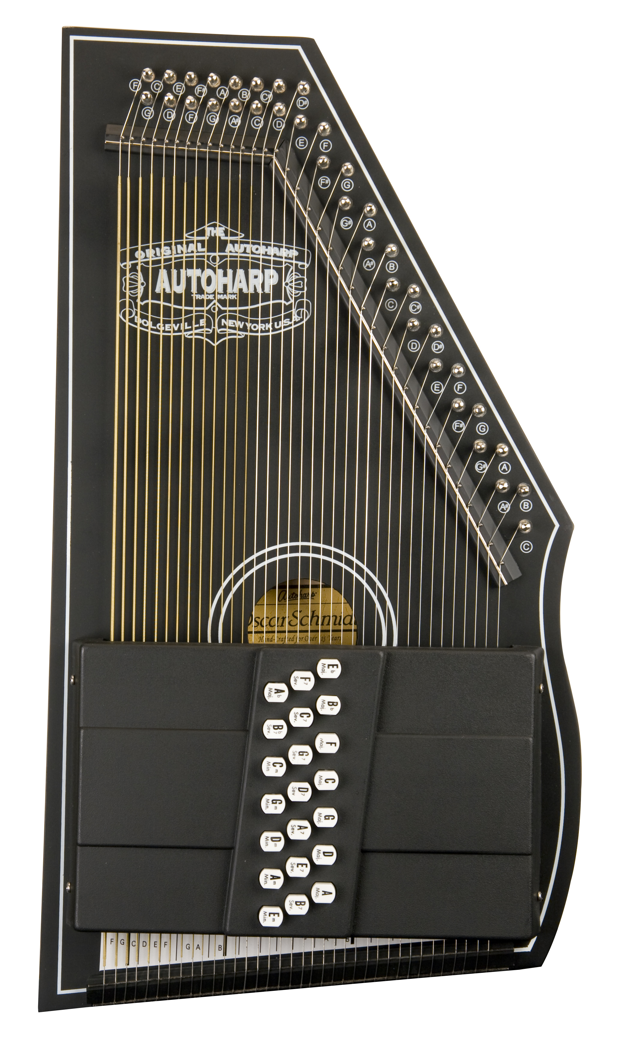 Oscar Schmidt OS73CE 21 Chord Acoustic Electric Auto Harp. Black